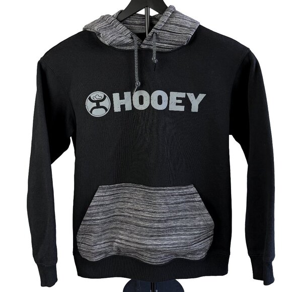 HOOEY Black & Gray Athleisure Streetwear Hooded Sweatshirt – Size L - Picture 1 of 10